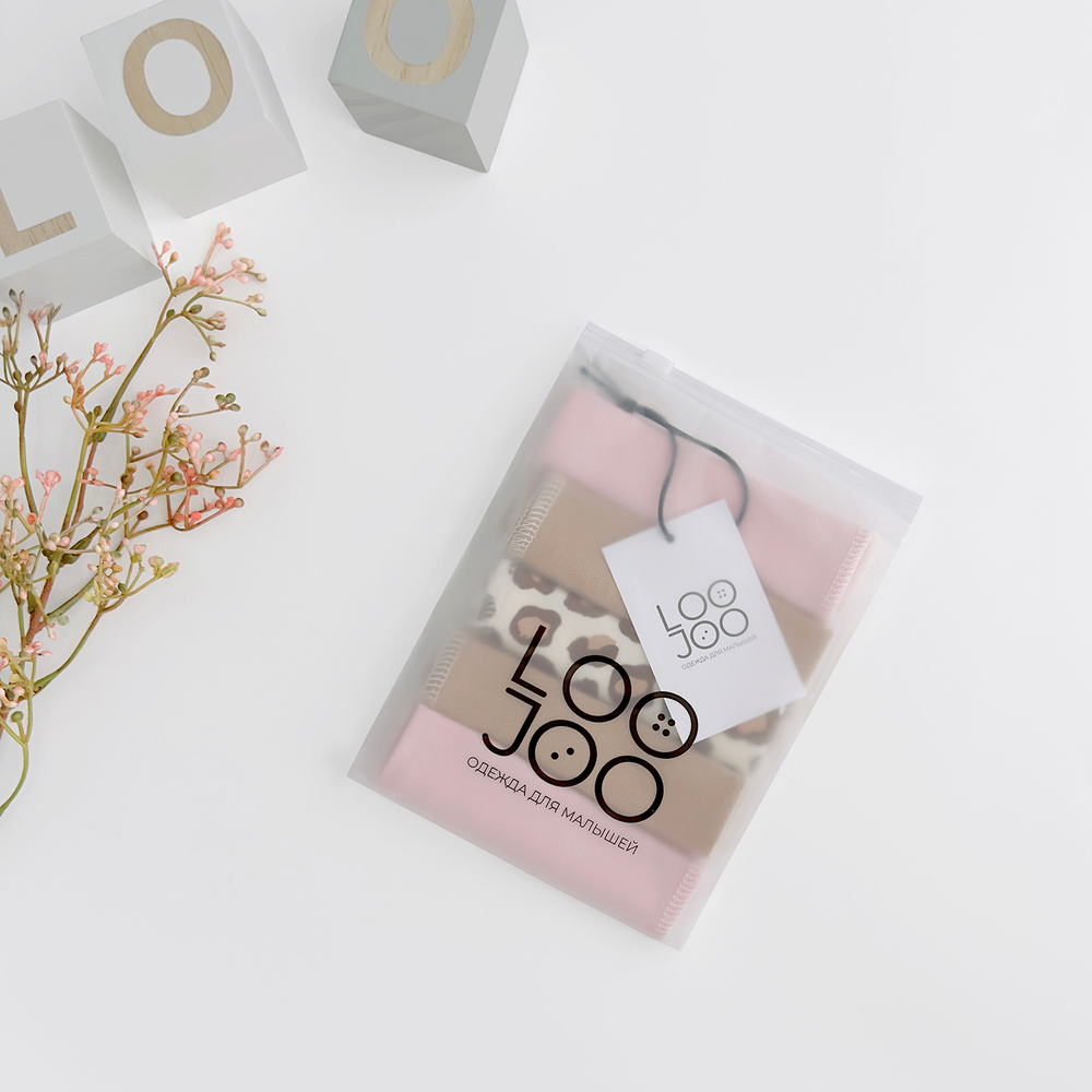 Платочки сет из 5 штук LooJoo Пудра / Карамель / Леопард