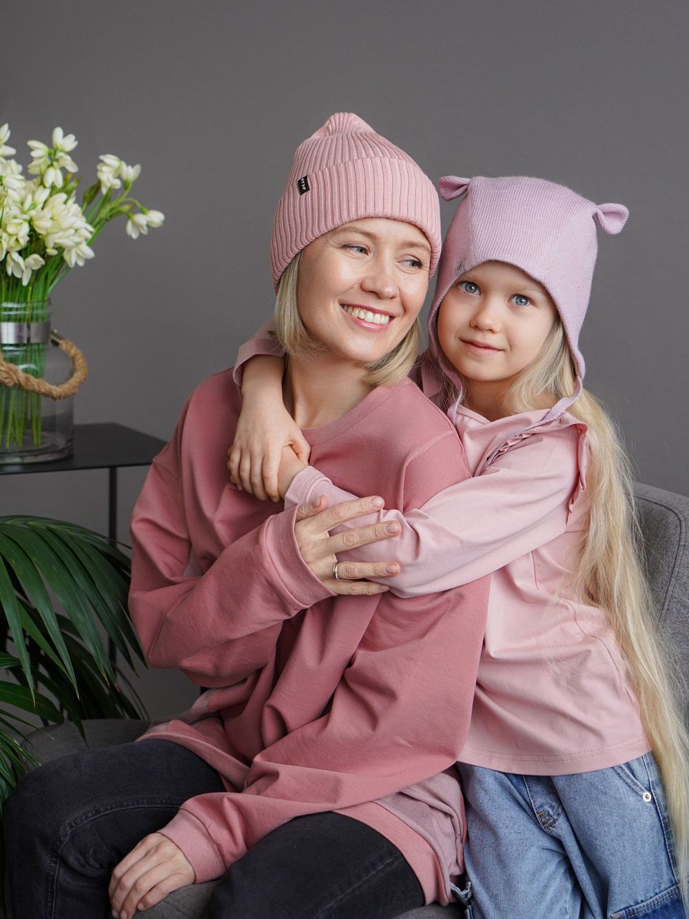 Шапка вязаная весенняя/осенняя МУЛА (Розовый персик)