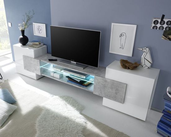 Тумба-ТВ ИНКАСТРО белый / бетон