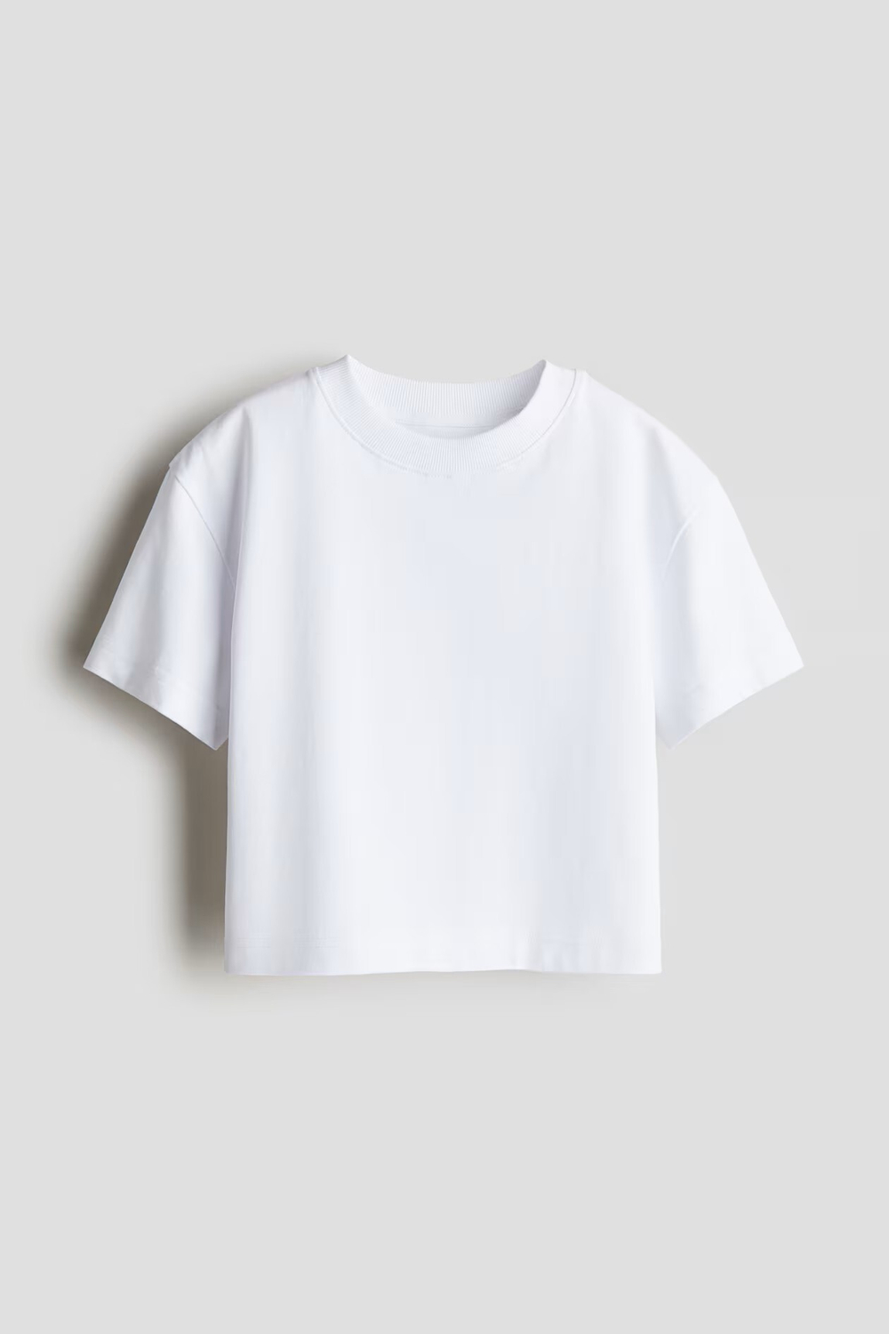 H&M Укороченная однотонная футболка, белый