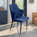 Стул с подлокотниками Hunt ромб, бархат синий 29 / чёрный конус