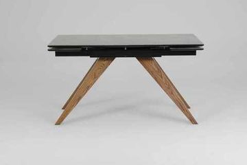 Стол Орландо (дуб/нога светлый дуб с черной патиной/столешница стекло Карелия)