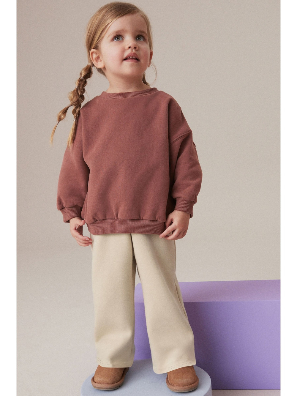 Брюки широкие с флисовой подкладкой Next 911-440, Кремовый