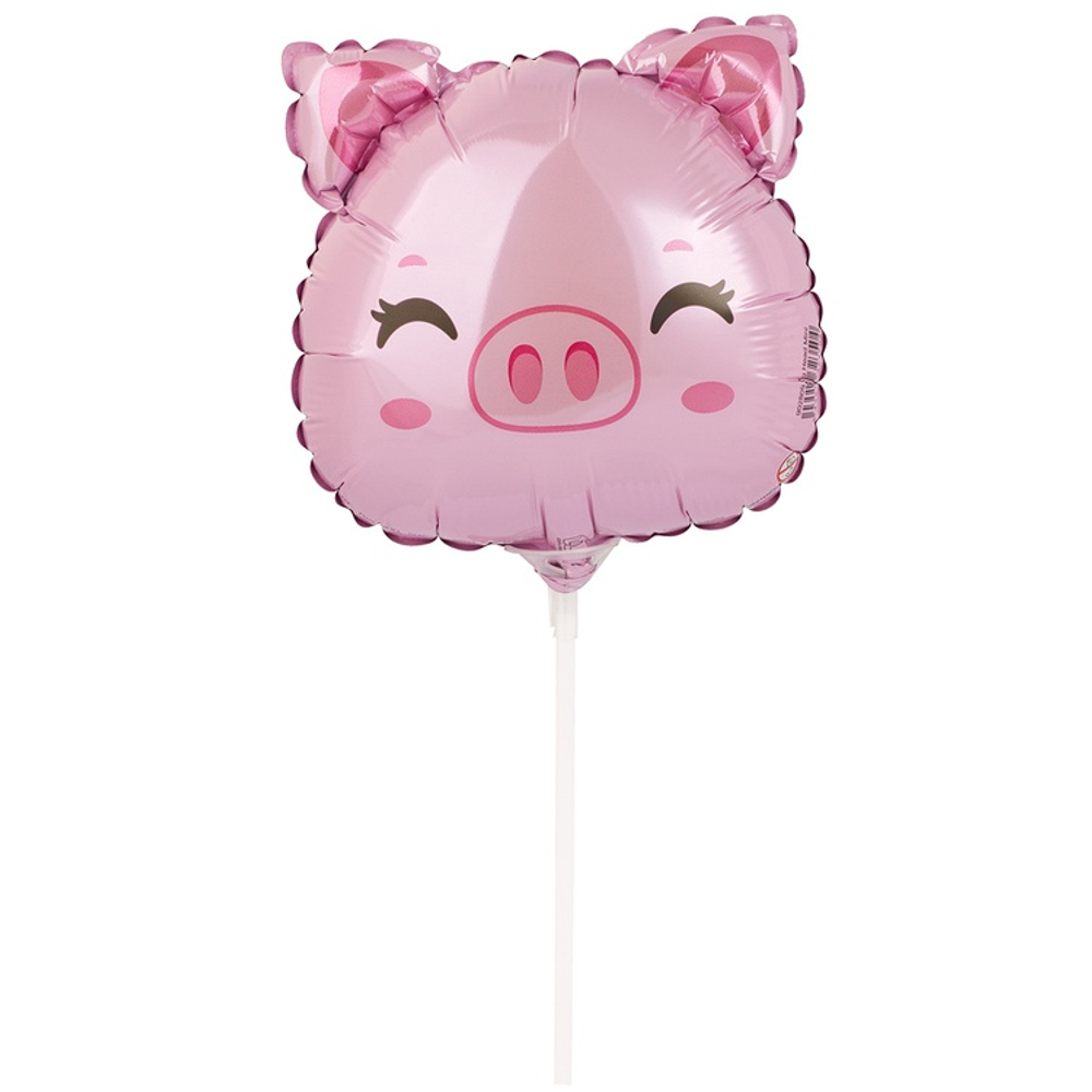 Шар Фольгированный Голова Поросенка (Розовый)