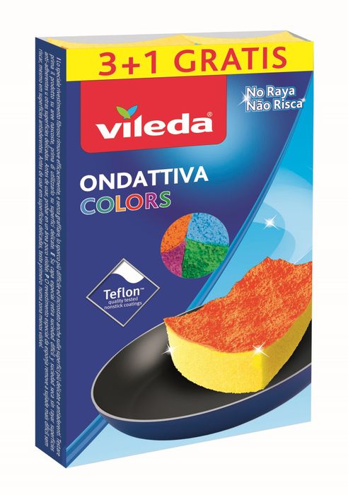 Vileda Губка Pur Active Colors для мытья посуды, 3+1 шт