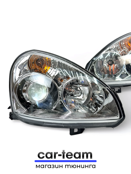 Фары на Лада Приора 2 (21704, 21724) передние с Bi LED модулями 2.5 дюйма, хром маска (под ключ)
