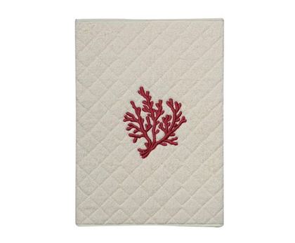 Коврик для ванной 60х90 Old Florence Corallo бежевый с лиловой вышивкой