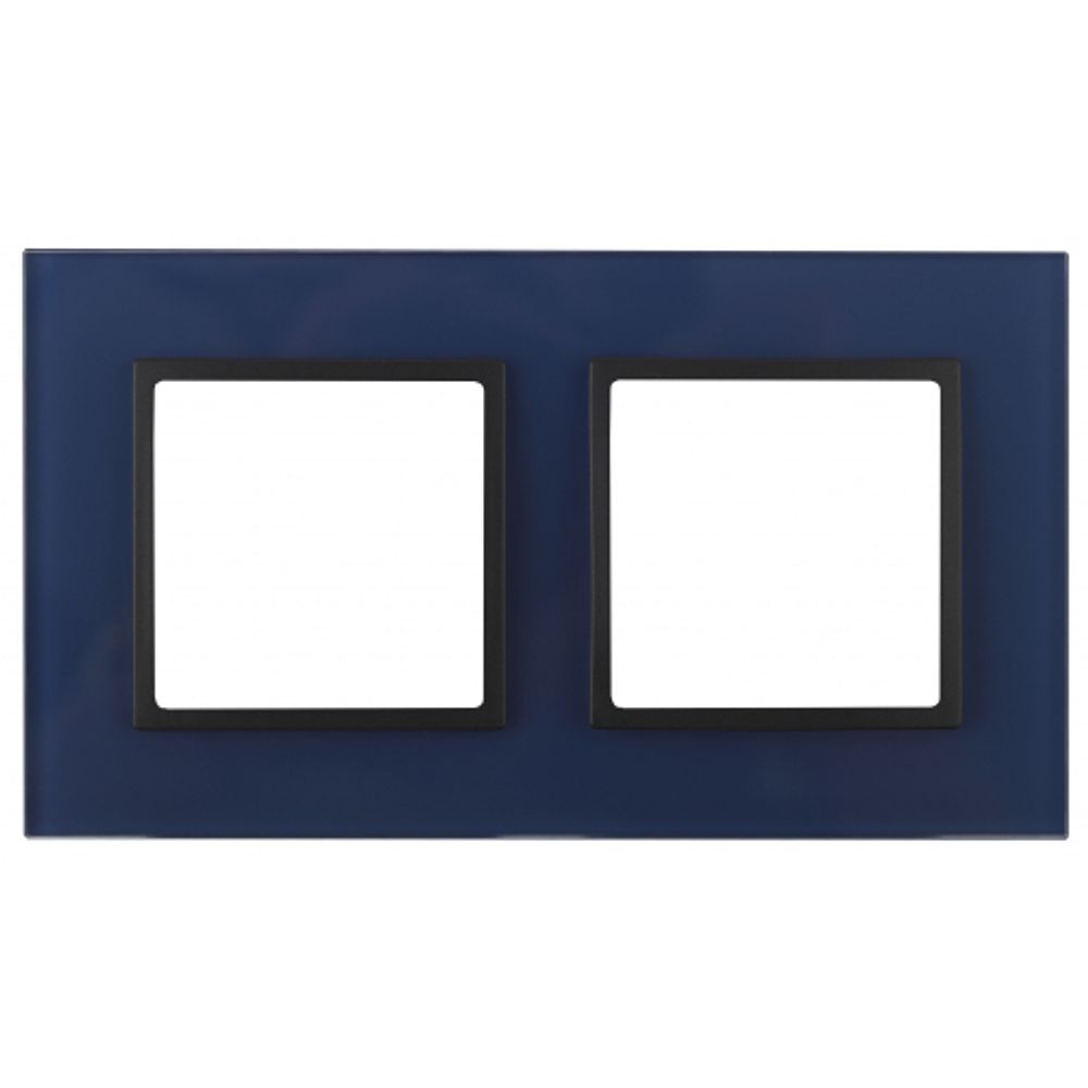 14-5102-29 ЭРА Рамка на 2 поста, стекло, Эра Elegance, синий+антр