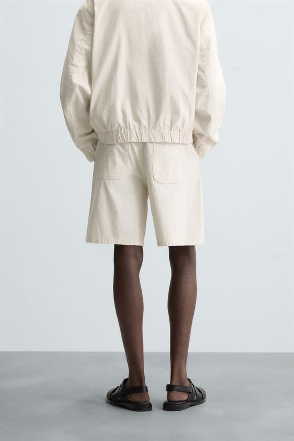 ZARA ШОРТЫ REGULAR FIT В ПОЛОСКУ, ЭКРЮ