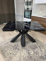 Кухонный раздвижной стол "Спайдер", чёрный мрамор