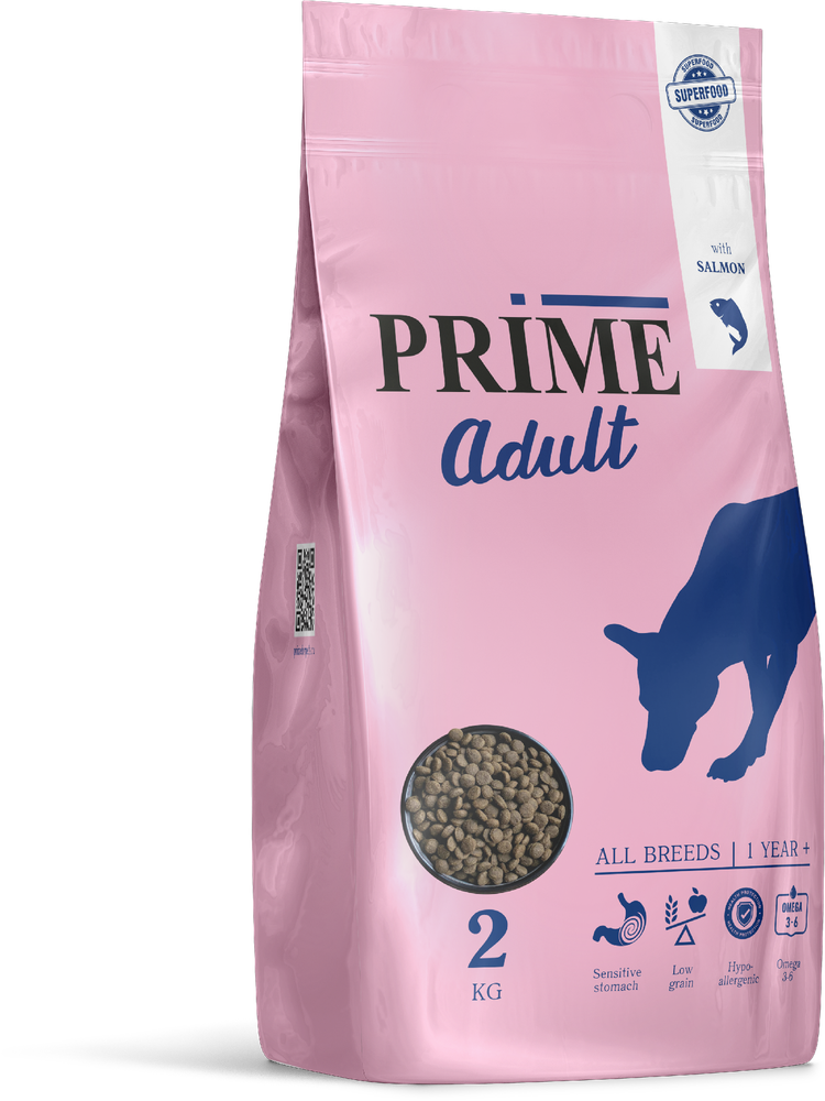 PRIME 2кг Skin&amp;Coat Сухой корм для собак здоровая кожа и шерсть с 12мес Лосось