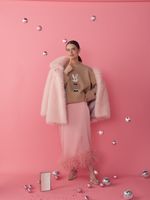 ЮБКА САТИНОВАЯ С ПЕРЬЯМИ PINK