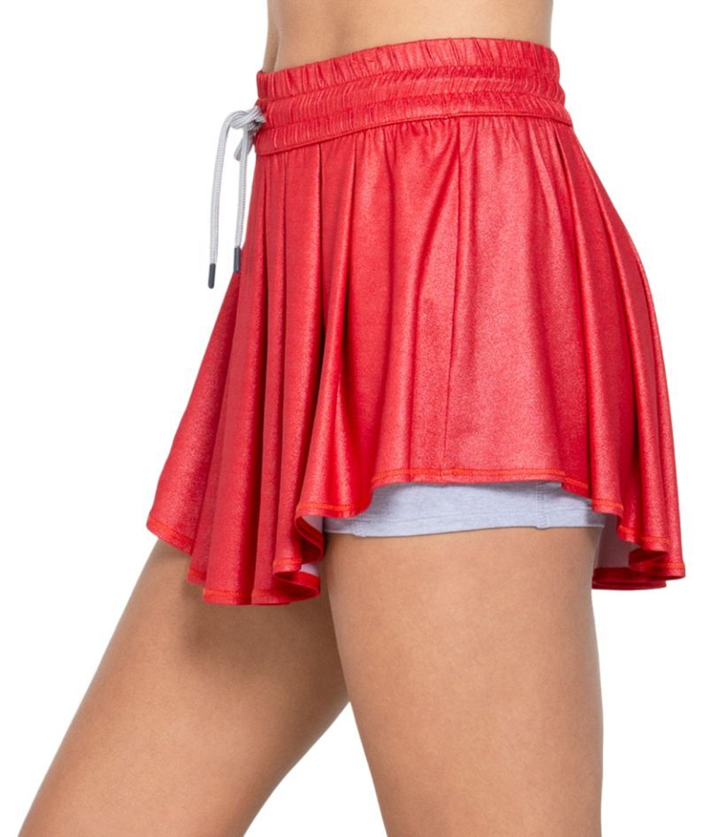 Теннисная юбка Lucky in Love Metallic Novelty High Waist All That Shimmer - красный