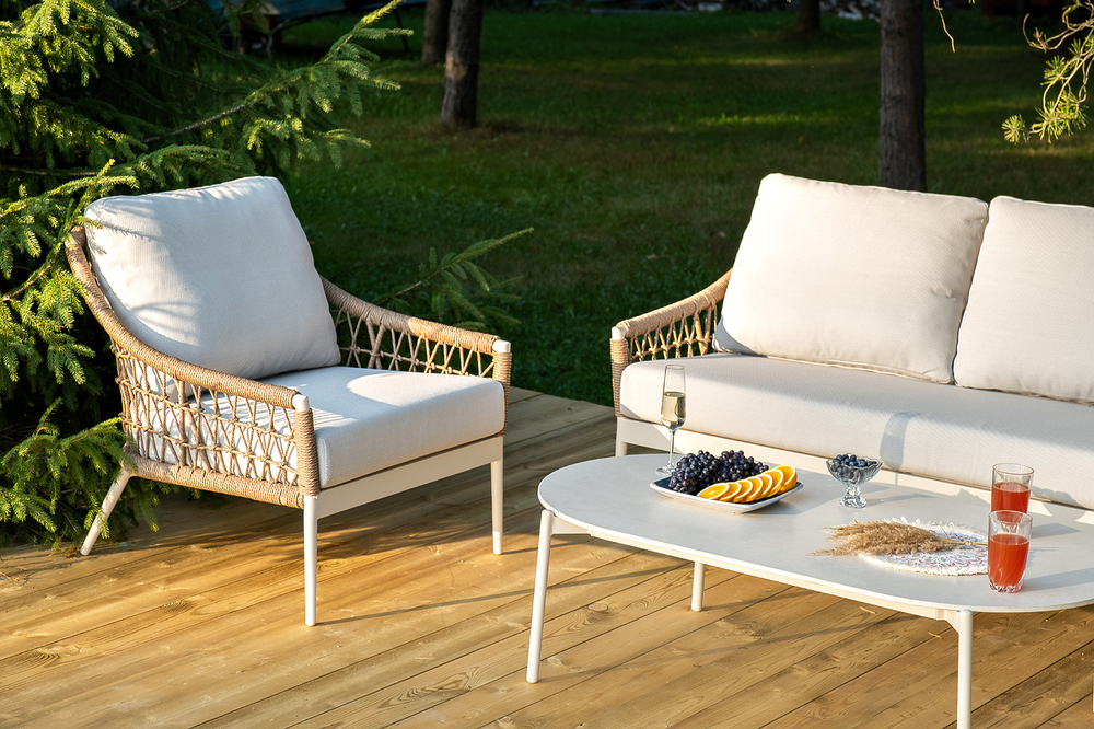 "Венеция" лаунж-зона из искусственного ротанга, цвет соломенный