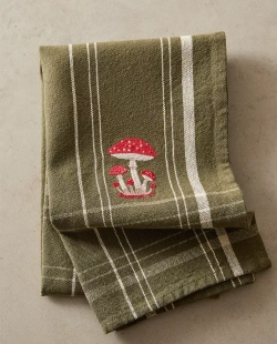 ZARA HOME КУХОННОЕ ПОЛОТЕНЦЕ С ЦВЕТОЧНОЙ ВЫШИВКОЙ, ЗЕЛЕНЫЙ