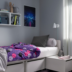 IKEA BLÅSKATA  (ИКЕА БЛÅСКАТА)  -  Пододеяльник и наволочка, фиолетовый/черный дизайн, 150x200/50x60 см