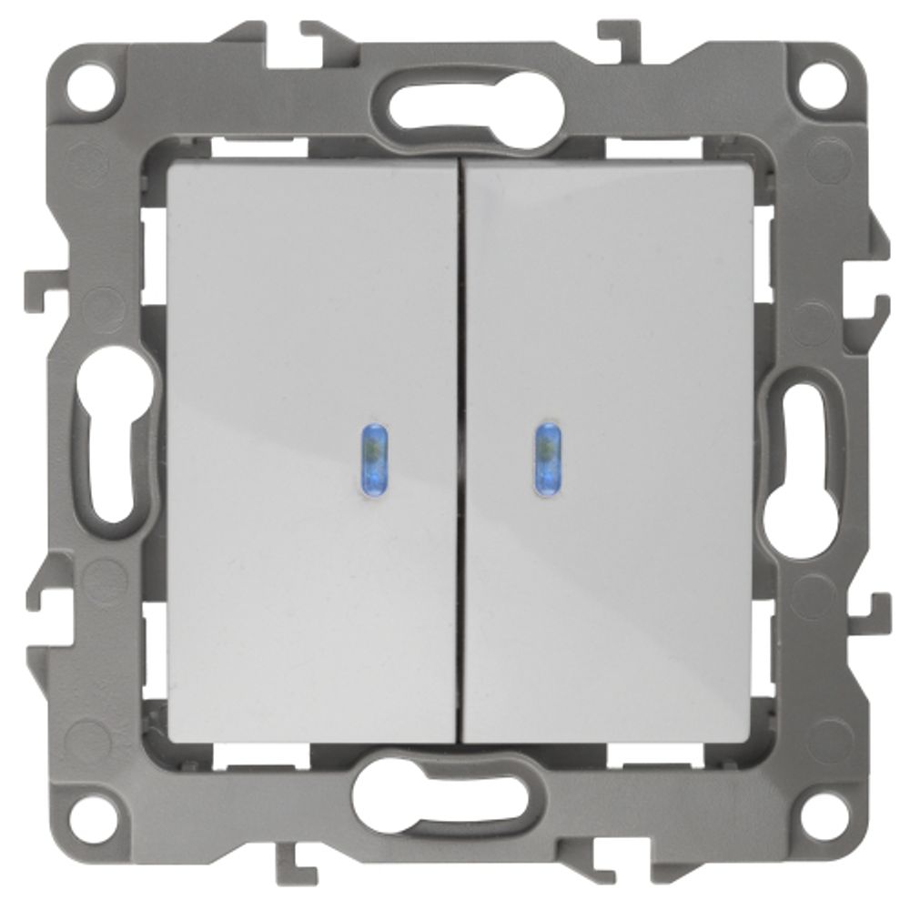 12-1105-01 ЭРА Выключатель двойной с подсветкой, 10АХ-250В, IP20, Эра12, белый
