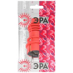Вилка ЭРА VX13-R-IP44 каучуковая c заземлением 16А IP44 прямая красная