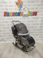 Санки-коляски Galaxy Snow Glory Gloss коричневый-серый