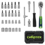Набор инструментов, 1/4", пластиковый кейс, 29 предметов Сибртех