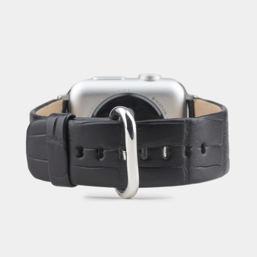 Ремешок для Apple Watch 40/41/42 mm из кожи крокодила, черного цвета
