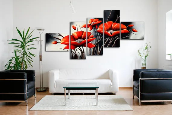 Модульная картина "Яркие бутоны"