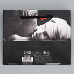 Маленький бумажный подарочный пакет LOVE - 15 х 12 см. (Цвет: черный с серым)