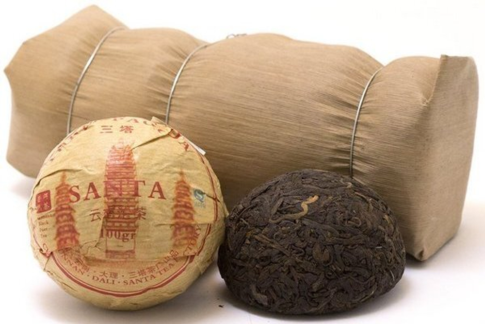 0534к Чай прессованный черный Пуэр Шу "Саньта" то ча, 100гр