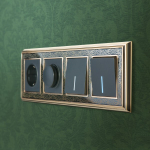 Выключатель одноклавишный проходной с подсветкой (черный матовый)