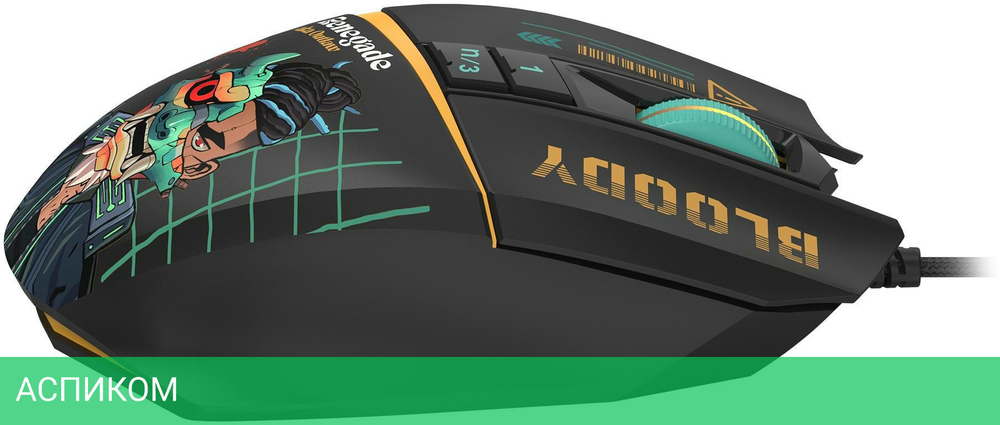 Мышь A4Tech Bloody W63 Max Renegade черный/рисунок