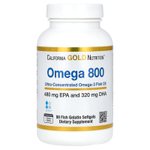 California Gold Nutrition, Omega 800, ультраконцентрированный рыбий жир с омега-3, в форме триглицеридов KD-pur, 90 капсул из рыбьего желатина (1000 мг в 1 капсуле)