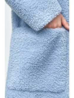 Шуба женская чебурашка тедди пальто из шерсти мериноса, светло-голубая, SilverFox