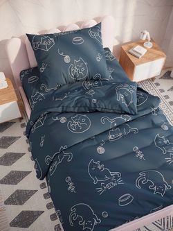 Постельное белье бязь Сказка "Котики" 1,5-сп Наволочка 50х70 см 1 шт Простынь на резинке 90x200 см Пододеяльник 145x215 см