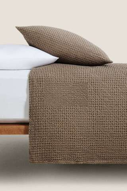 ZARA HOME ВАФЕЛЬНОЕ ПОКРЫВАЛО, ОЛИВКОВЫЙ