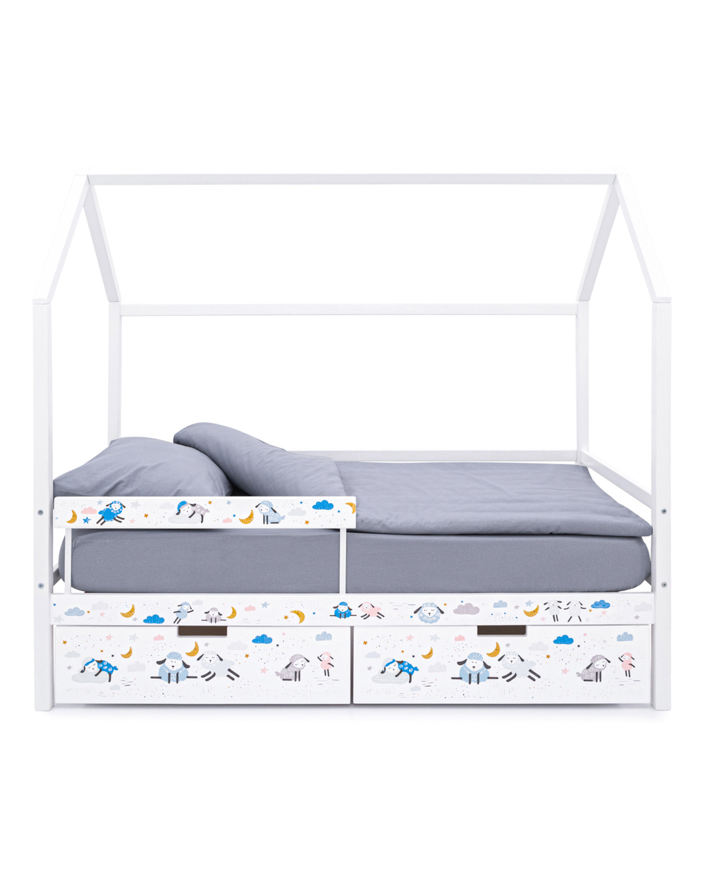 Детская кровать-домик Svogen белый барашки