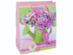Пакет бумажный 20*30*10см с ручками матовый "Цветы" микс