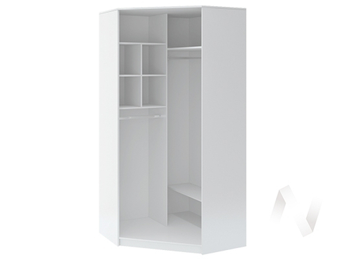 Шкаф угловой с зеркалом М35 Спальня Тиффани (белый текстурный)