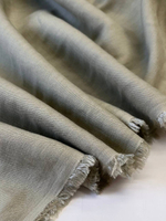 Лен с эластаном хаки stonewashed