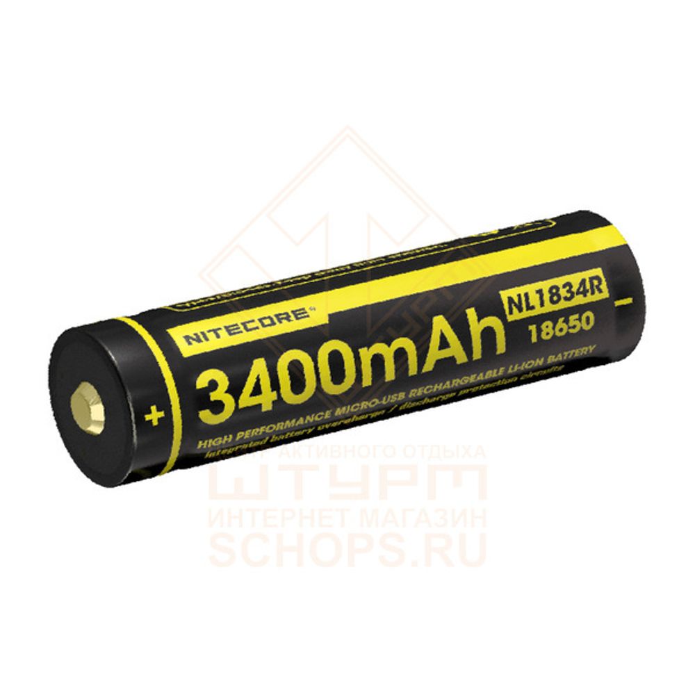 Аккумулятор Nitecore 18650R Li-ion PCB 3400 mAh USB