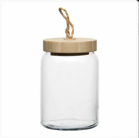 Банка с крышкой «Вуди»стекло,дерево; 0,86л; D=9,H=15см (81269183)