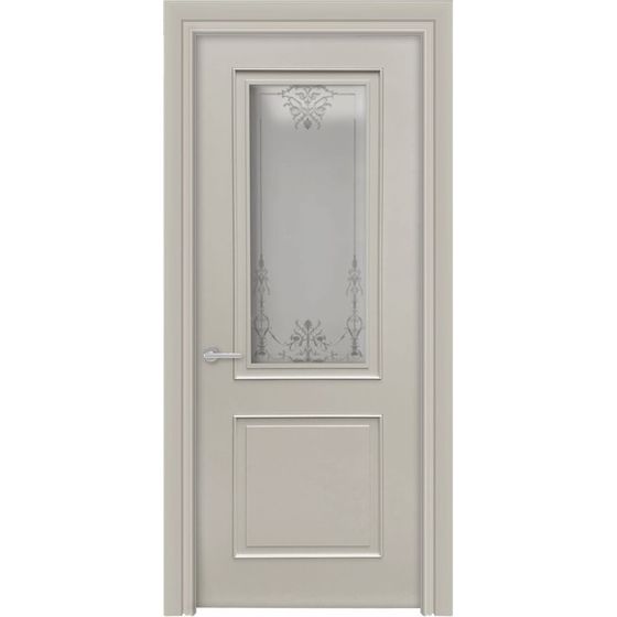 Купить Межкомнатная дверь эмаль Лайн 3/2 Багет RAL 7032 остеклённая 1