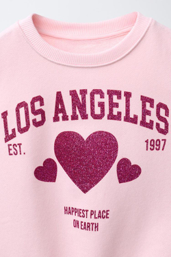 ZARA ТОЛСТОВКА С БЛЕСТЯЩИМ ПРИНТОМ, РОЗОВЫЙ