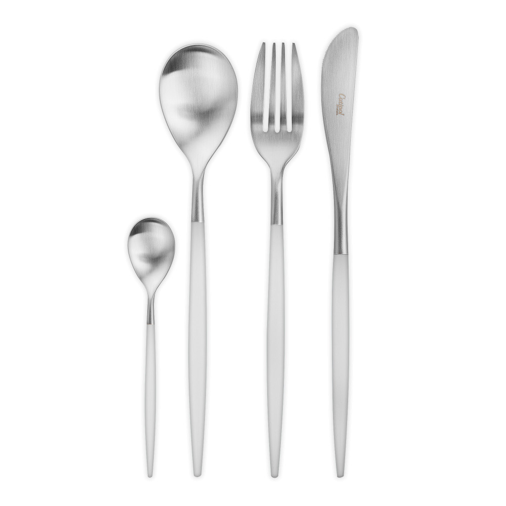 Набор столовых приборов на 6 персон 24 предмета Cutipol Mio matte white в подарочной упаковке