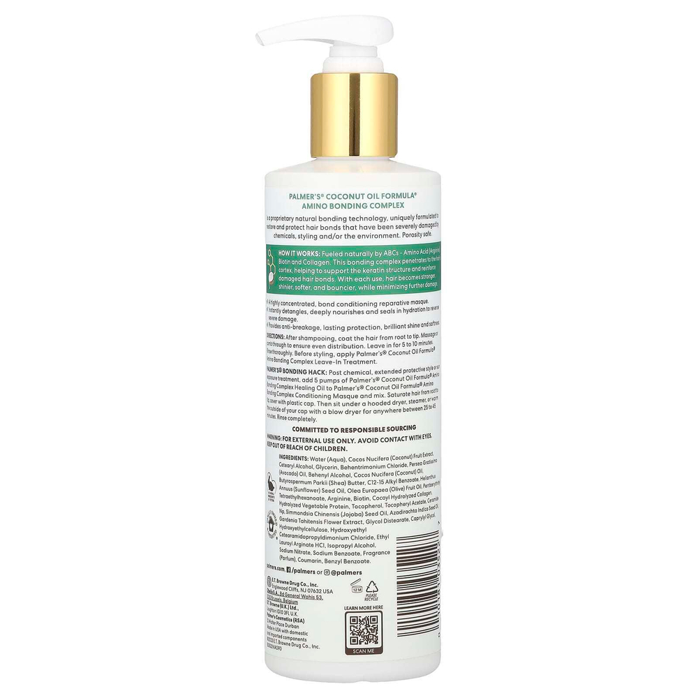 Palmer's, Coconut Oil Formula® с витамином E, связывающий комплекс с аминокислотами, связывающая маска-кондиционер, 355 мл (12 жидк. унц.)