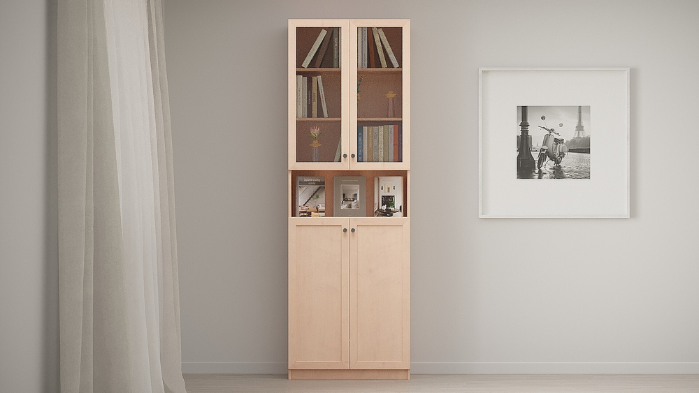 Шкаф книжный Билли 333 Дуб Молочный 8622 80*30*237 см, Светло-бежевый   Фиеста