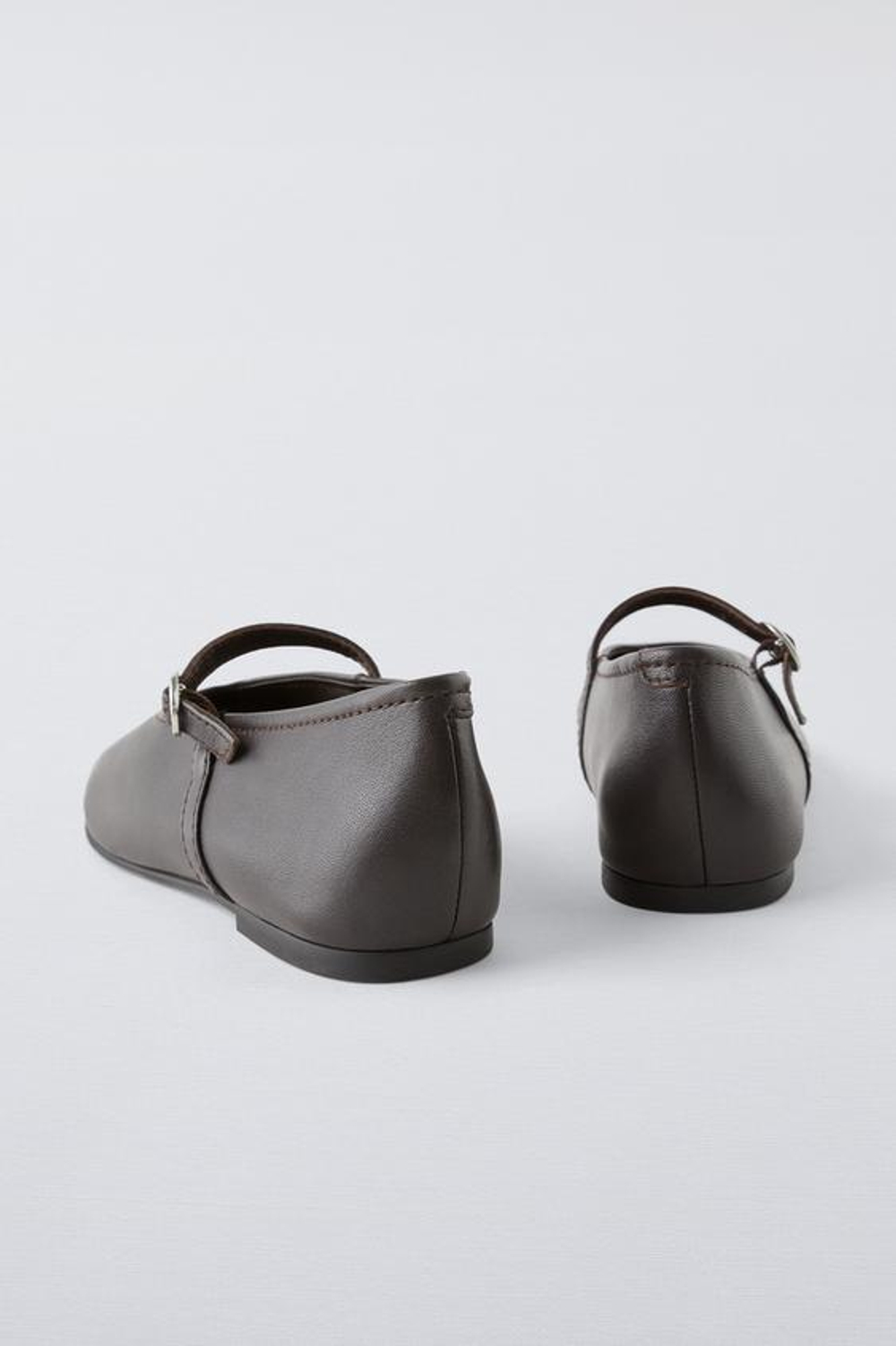 ZARA КОЖАНЫЕ БАЛЕТКИ, КОРИЧНЕВЫЙ