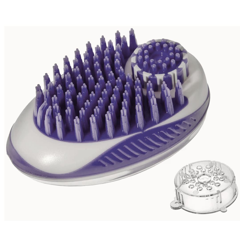 M-PETS Щетка для мытья животных RUBEAZ SOAP DISPENSER & BRUSH (Рубиз) с дозатором для мыла, 11,5х7,5 см, цвет синий