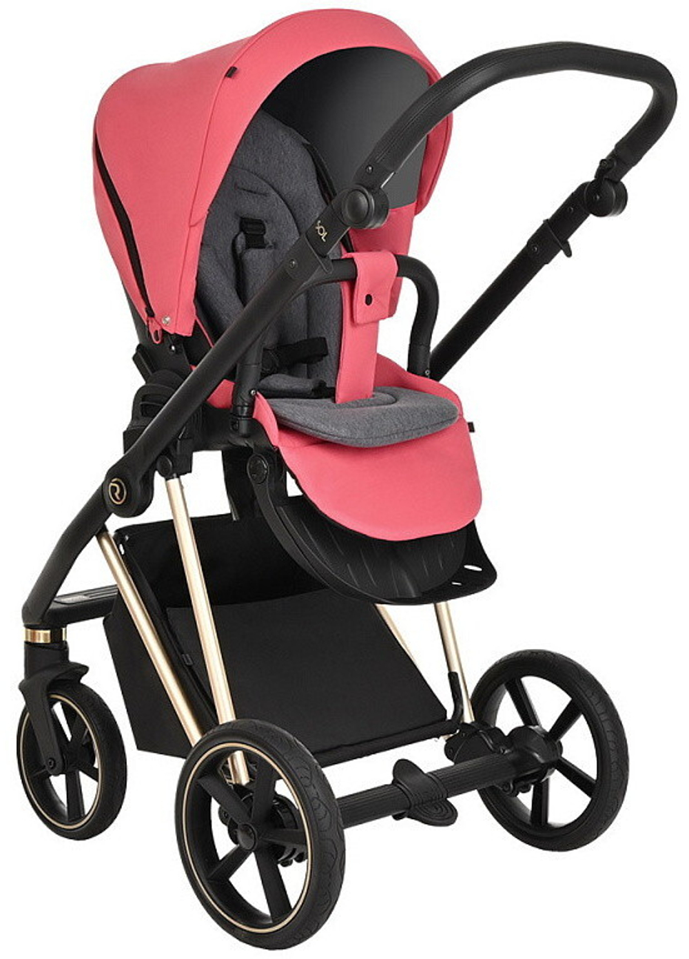 Детская коляска Roan Sol Luxury 3 в 1 с автокреслом Tutis Elo Black RSL/4040 Viva Magenta/Gold