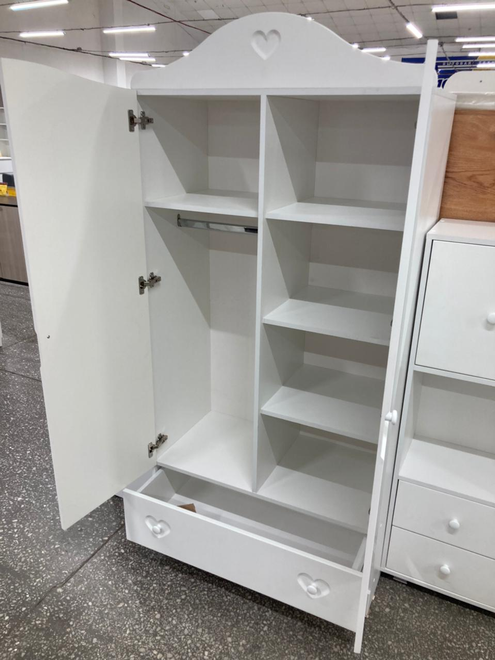 Шкаф 2-х дверный Сердце МДФ белый/белый