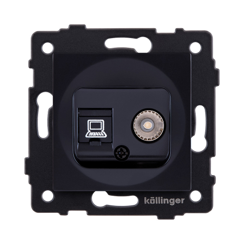 Розетка двойная TV (мама) + RJ45 Cat.6, черный Kollinger REA-012BK для Aspekt, Eleganz, Reflex